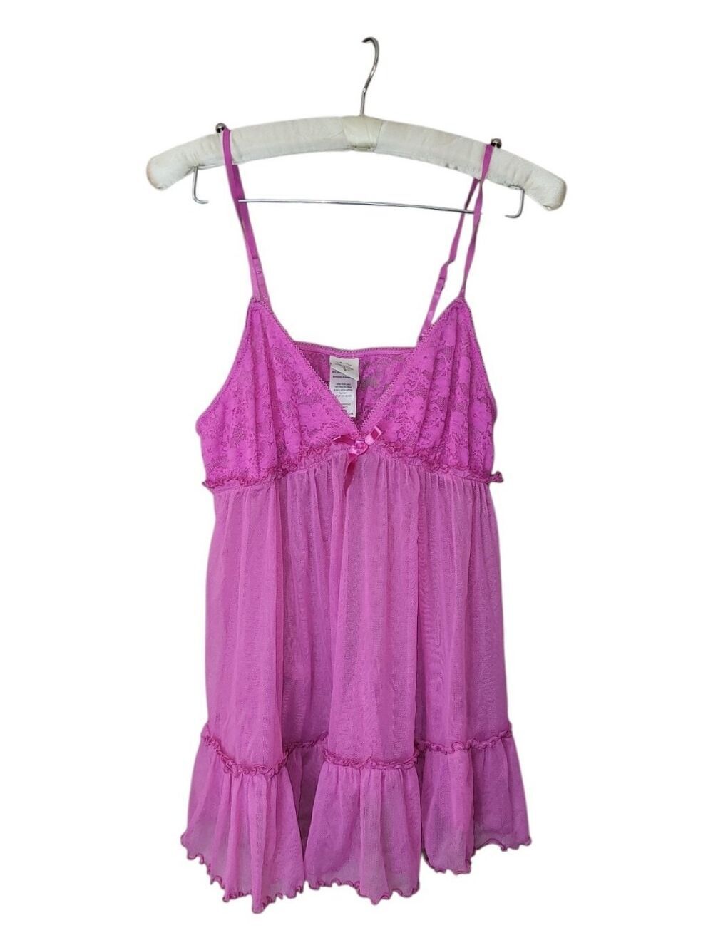 In Bloom By Jonquil Pink Sheer Babydoll Nighty Lingerie M